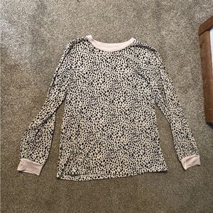 Cream and Black Leopard Print Top